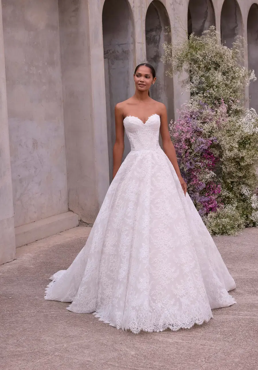 Cupid by Mori Lee: Ball Gown silhouette, sweetheart neckline, long sleeves, lace