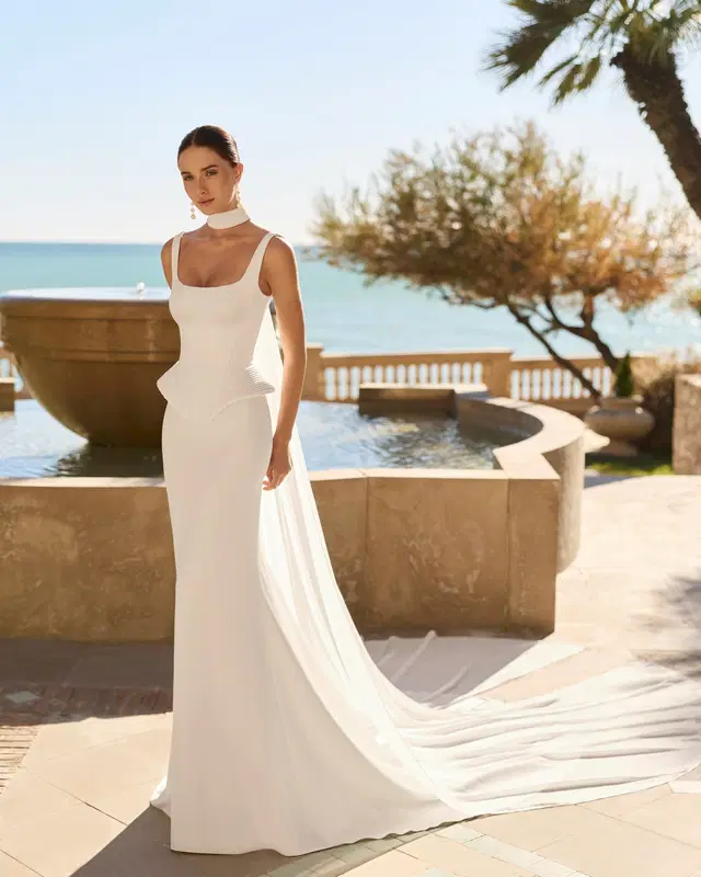 FREYA von Luna Novias: Meerjungfrau, Quadratischer Ausschnitt, Ärmellos, Muslin