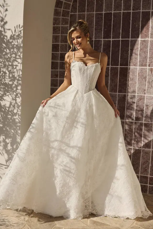 Zara by MWL Bride: Ball Gown silhouette, sweetheart neckline, sleeveless, lace
