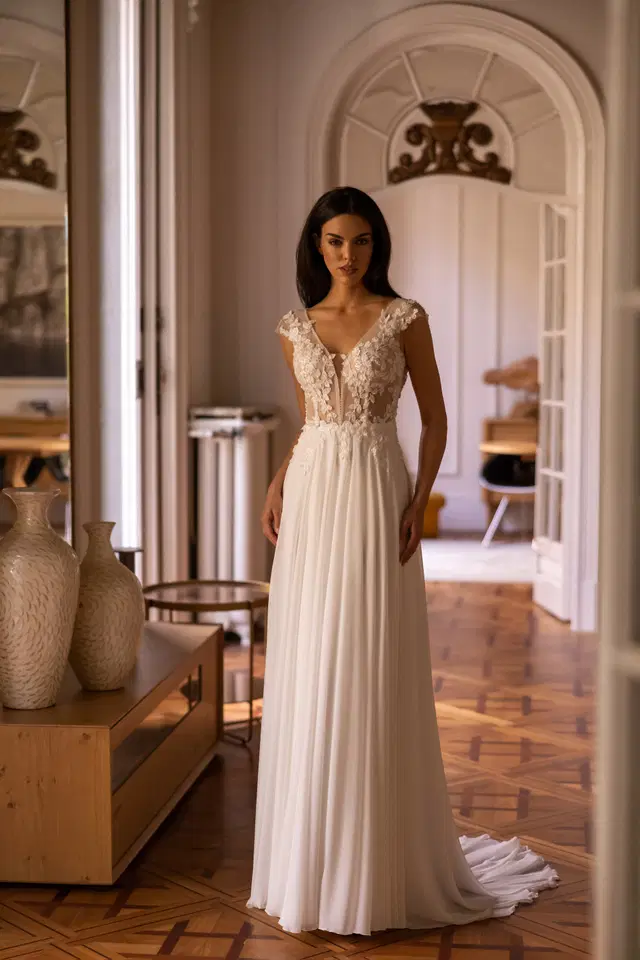 E-5426 by Elizabeth Passion: A-Line silhouette, V-neck neckline, cap sleeves, tulle