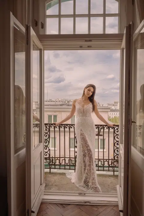 Style TO-2054T wedding dress by Agnes, trumpet, tulle