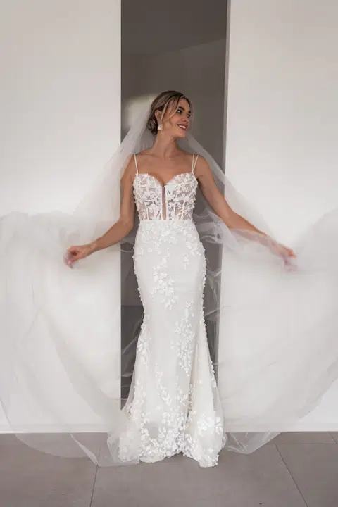 Evy wedding dress by Fan Xia, fit & flare, tulle