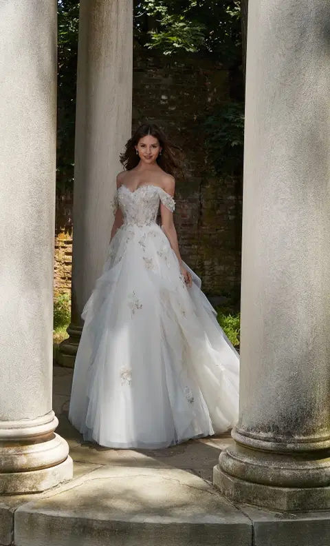 Petal wedding dress by Mori Lee, A-line, tulle