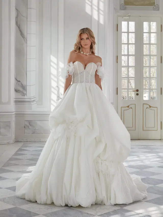 Nancy by Vanilla Sposa: Ball Gown silhouette, sweetheart neckline, lace, chapel train