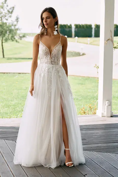 Style E-5102T wedding dress by Elizabeth Passion, A-line, lace