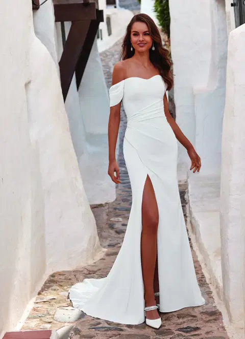 Denver wedding dress by Enzoani, mermaid, crepe