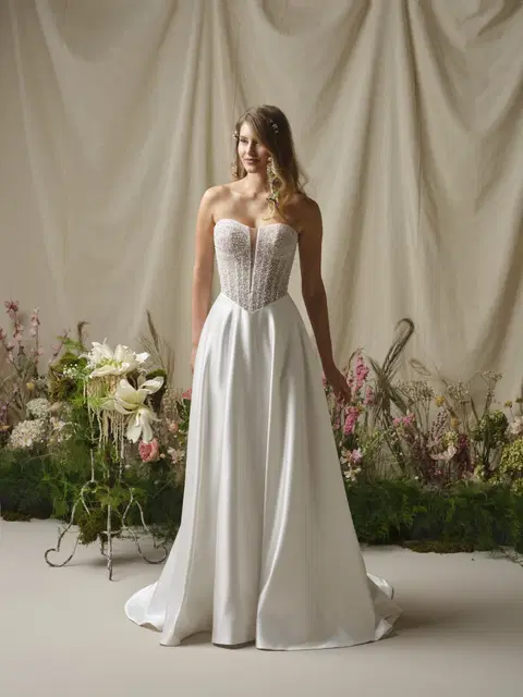 Marty wedding dress by Rebecca Ingram, A-line, lace