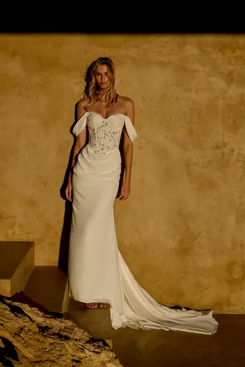 Style 66449 wedding dress by Lillian West, trumpet, lace