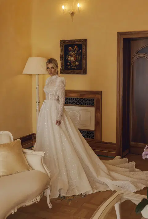 Chiara 24-001 wedding dress by Ricca Sposa, A-line, lace