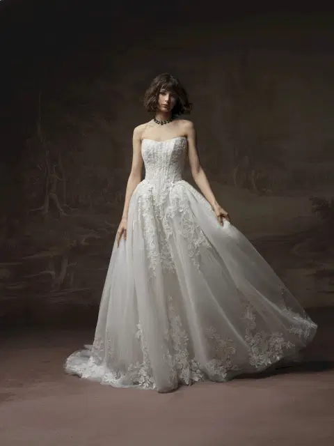 Lyra wedding dress by Maggie Sottero, ball gown, lace
