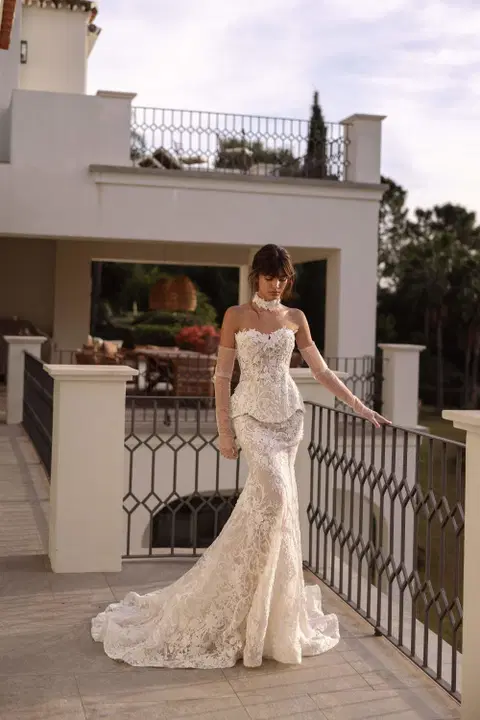 Lumina wedding dress by Tina Valerdi, mermaid, lace