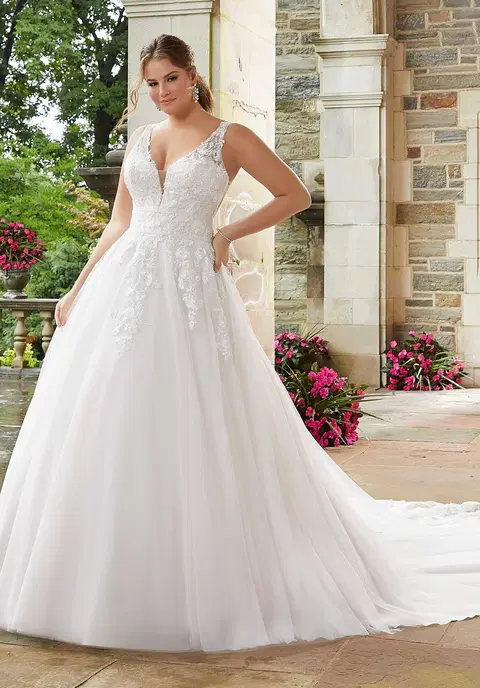 Sigourney wedding dress by Mori Lee, A-line, lace