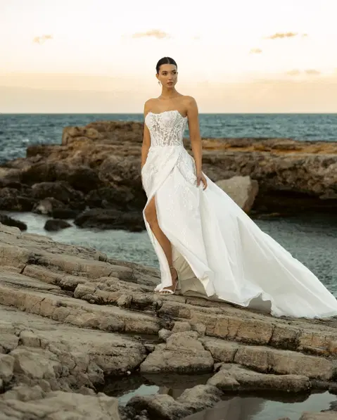 Delphine wedding dress by Amo & Luv, trumpet, lace