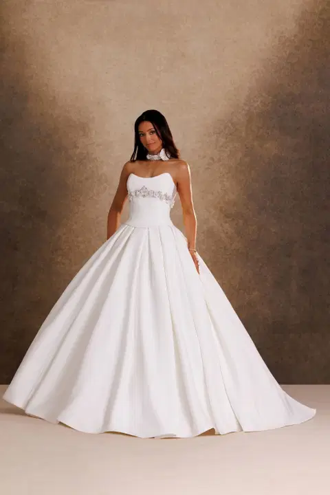 Style RB6208 wedding dress by Rachel Allan, ball gown, satin
