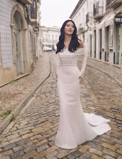 Drew wedding dress by Maggie Sottero, fit & flare, tulle