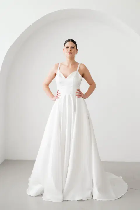 Amalia wedding dress by Esther Hofmann, A-line, satin