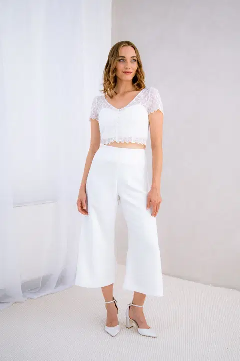 Hose Vica wedding dress by noni, two-piece, crepe