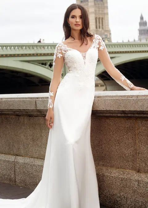 Demi Moore wedding dress by Dando London, A-line, satin