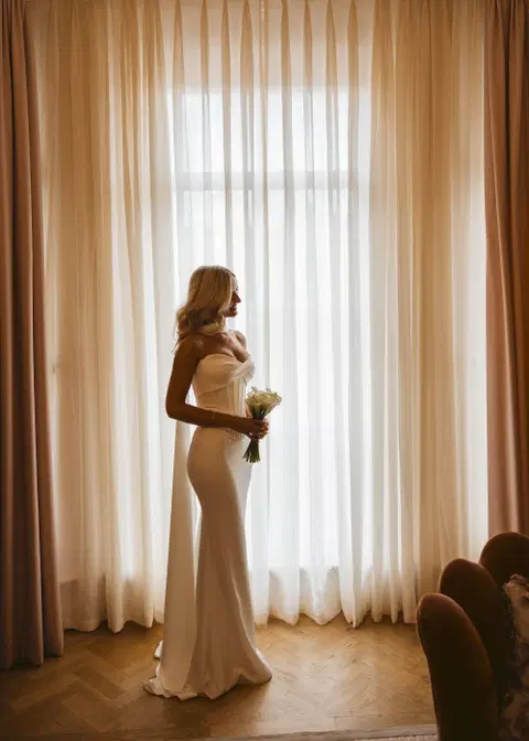 Sol wedding dress by MWL Bride, trumpet, satin