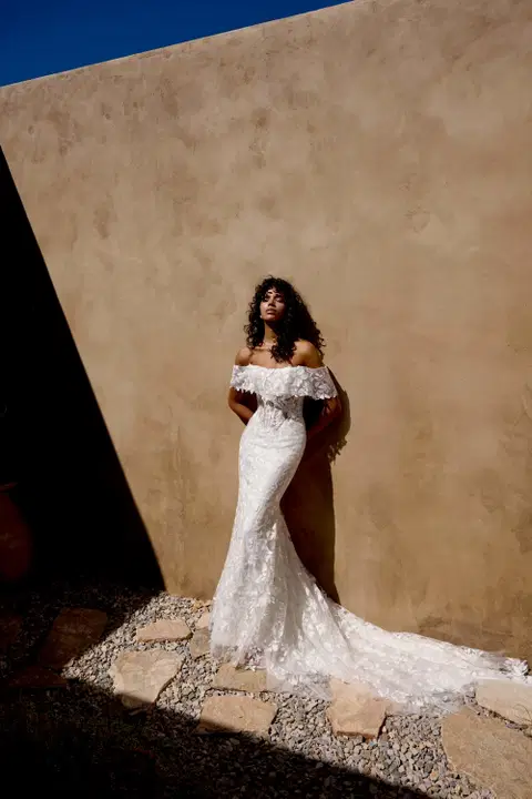 Style 66456 wedding dress by Lillian West, trumpet, lace