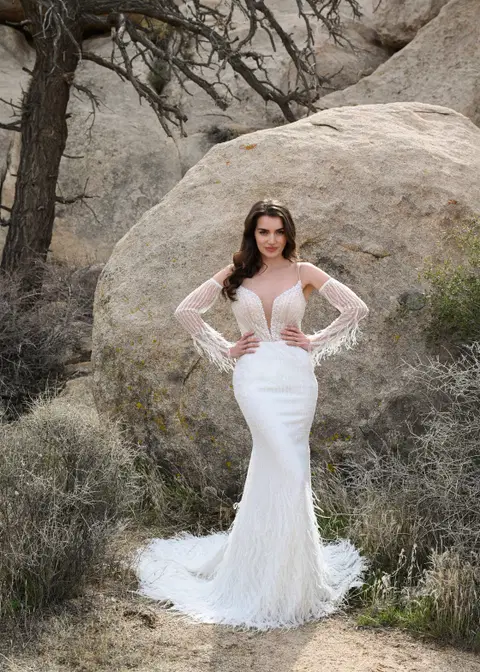 Sierra wedding dress by Dando London, mermaid, chiffon
