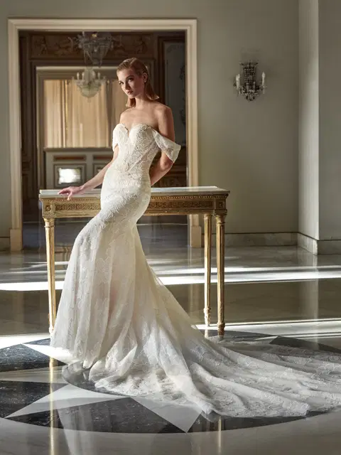 Aga wedding dress by Pronovias Privée, mermaid, lace