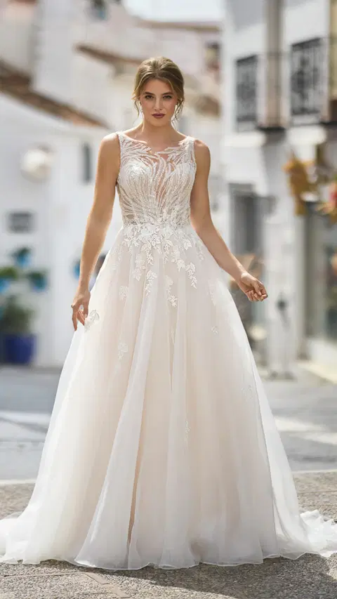 Style TC26402 wedding dress by Très Chic, A-line, tulle