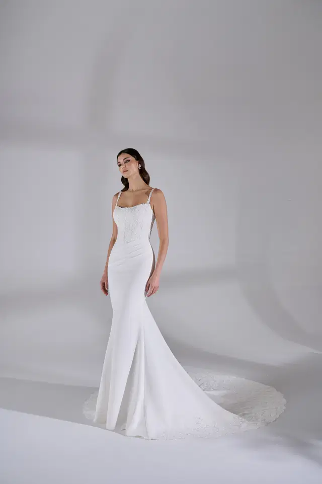 Bromley by Avenue by Josephine Scott: sweetheart neckline, sleeveless, lace, chapel train