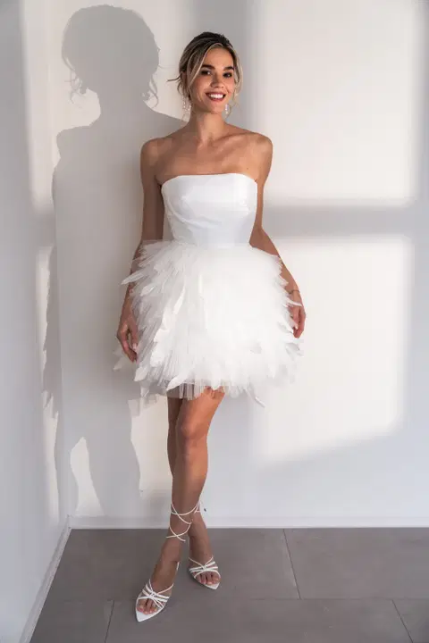 Adela Kleid mit Überrock by Fan Xia, short, satin