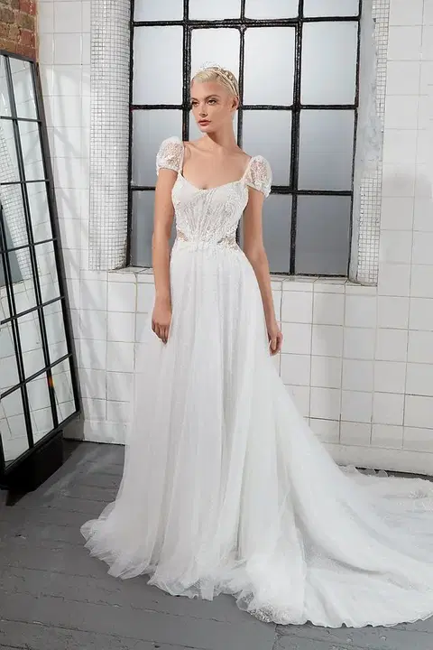 Aria wedding dress by Avenue by Josephine Scott, A-line, lace