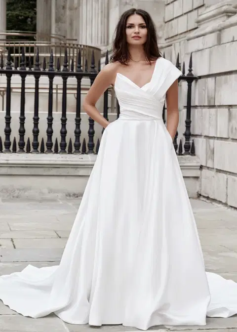 Taylor Swift wedding dress by Dando London, A-line, satin