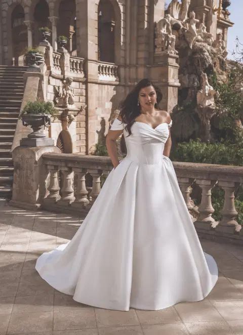 Freya wedding dress by Portrait, ball gown, mikado
