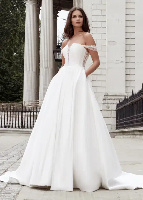 Kate Moss wedding dress by Dando London, ball gown, satin
