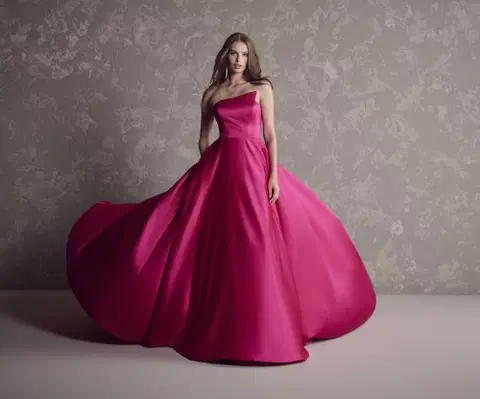 Ambrose Magenta wedding dress by Maggie Sottero, A-line, satin
