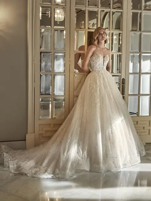 Alisette wedding dress by Pronovias Privée, princess, tulle