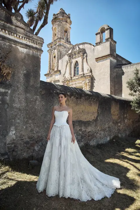 125247 Cambria wedding dress by Calla Blanche, lace, straight