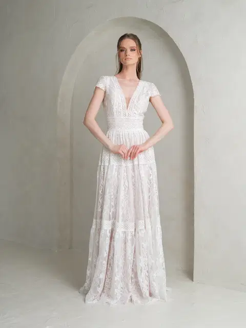 Vivienne wedding dress by Katya Katya London, A-line, lace