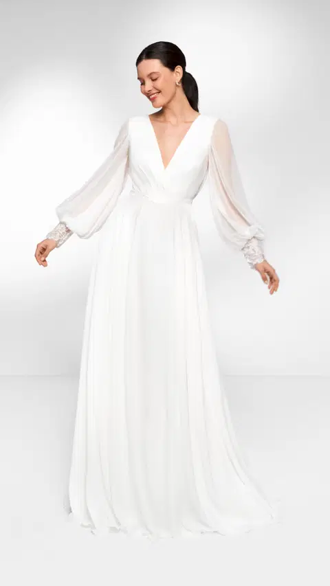 Fanya wedding dress by Anna Kara, A-line, silk