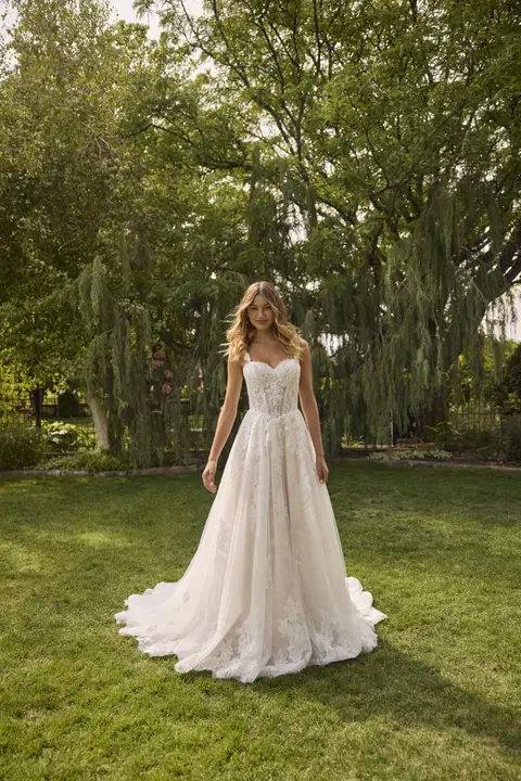 Esmeralda wedding dress by Rebecca Ingram, A-line, lace