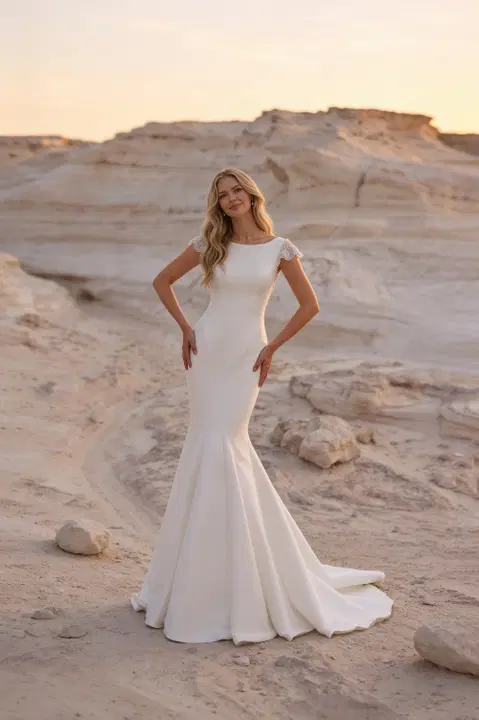 A130 Chloe wedding dress by Aveline, mermaid, mikado