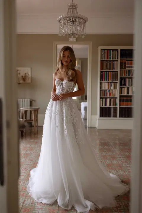 Cyntia wedding dress by Tina Valerdi, ball gown, lace