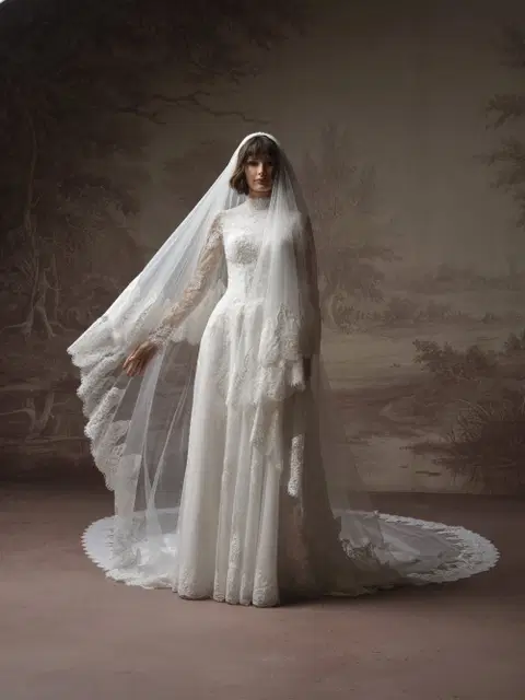 Dominique wedding dress by Maggie Sottero, A-line, lace