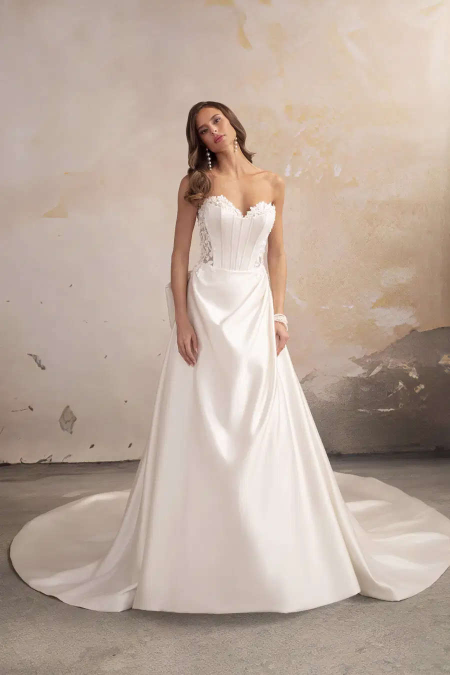 Astrid by Donna Salado Couture: A-Line silhouette, sweetheart neckline, sleeveless, lace