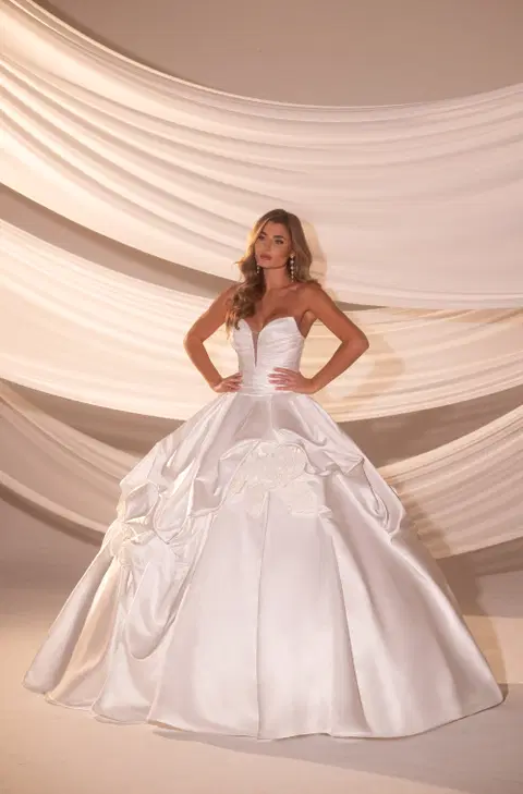 Style RB5100 wedding dress by Rachel Allan, ball gown, satin