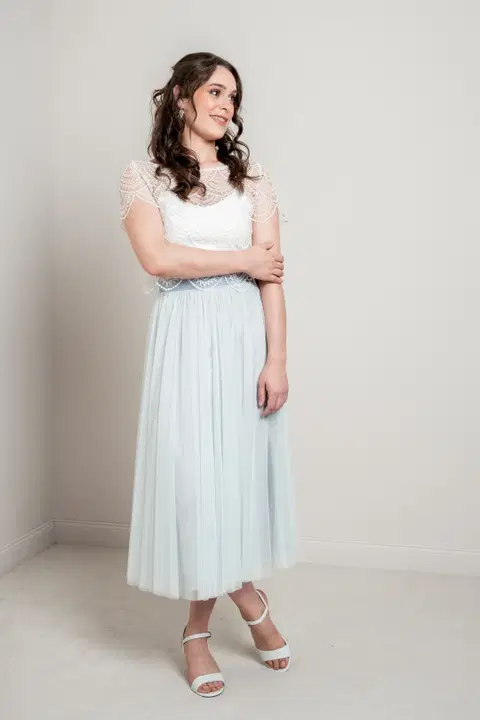 Rock Hellblau wedding dress by noni Selected, two-piece, tulle