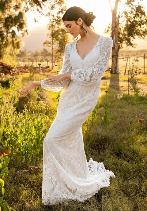 Lilith Gown by Catherine Deane, trumpet, lace