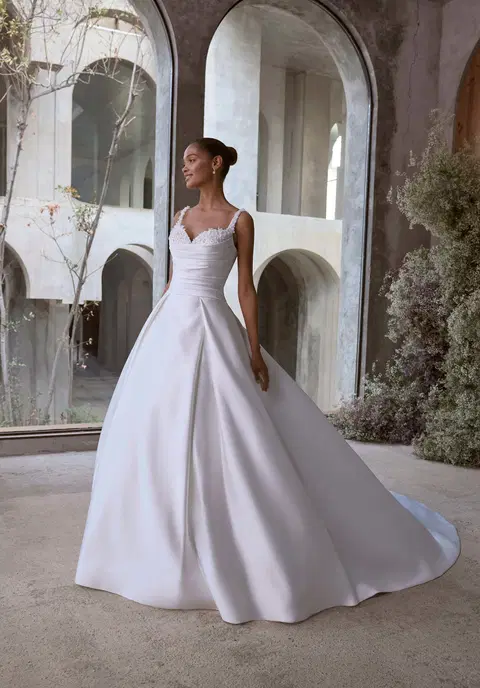 Electra wedding dress by Mori Lee, ball gown, satin