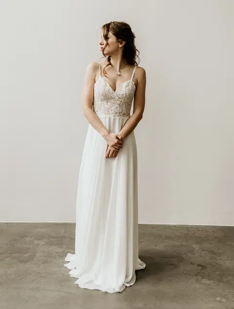 Hailey wedding dress by Esther Hofmann, A-line, lace