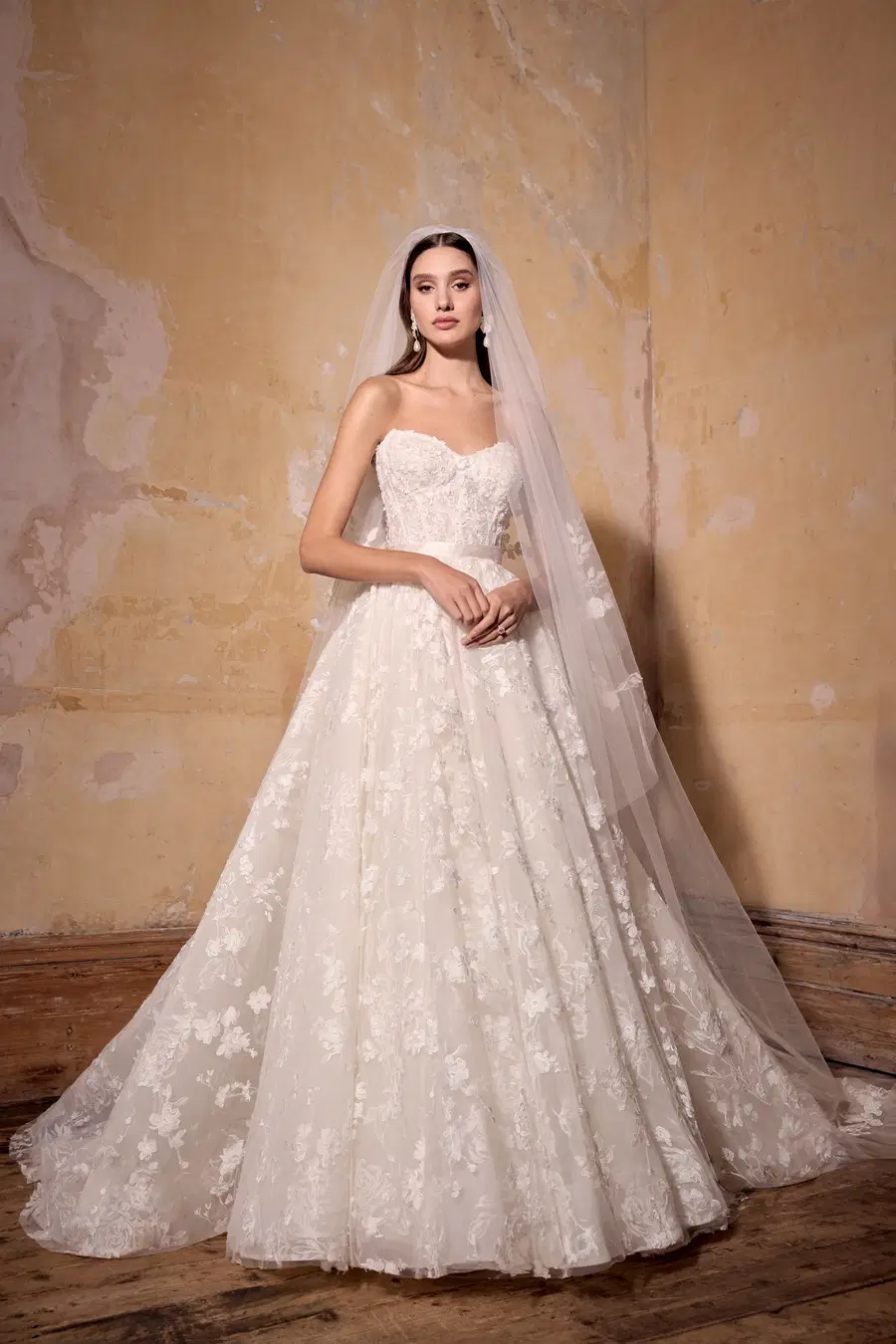 Camilla by Josephine Scott: Ball Gown silhouette, sweetheart neckline, detachable sleeves, lace