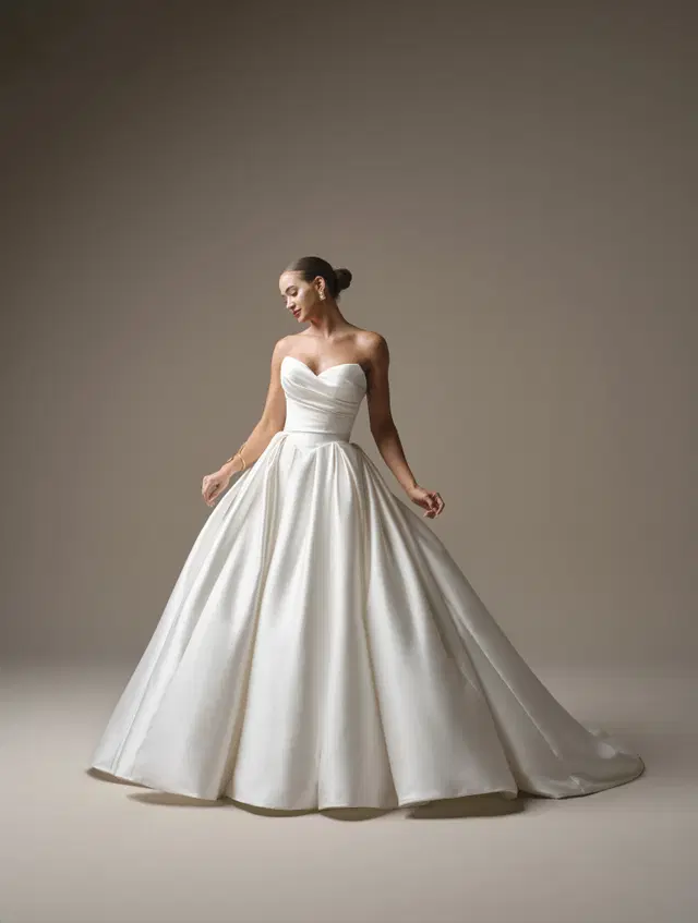 Elias by Sottero & Midgley: Ball Gown silhouette, sweetheart neckline, crepe